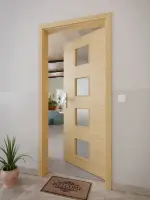 CloseUp-Milieuansicht von GARANT Wohnungseingangstür Quer Authentic Asteiche CePaL mit Lichtausschnitt LA-10