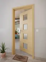 CloseUp-Milieuansicht von GARANT Wohnungseingangstür Quer Authentic Asteiche GCK08 mit Lichtausschnitt LA-10