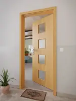 CloseUp-Milieuansicht von GARANT Wohnungseingangstür Eiche Premium GCK08 mit Lichtausschnitt LA-10