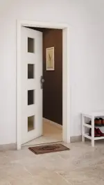 CloseUp-Milieuansicht von GARANT Wohnungseingangstür Weißlack 9010 GHK08 mit Lichtausschnitt LA-10