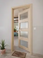 CloseUp-Milieuansicht von GARANT Wohnungseingangstür Authentic Achat CePaL mit Lichtausschnitt LA-11