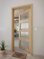 CloseUp-Milieuansicht von GARANT Wohnungseingangstür Authentic Risseiche GCK08 mit Lichtausschnitt LA-11