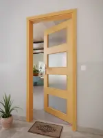 CloseUp-Milieuansicht von GARANT Wohnungseingangstür Buche Exklusiv CePaL mit Lichtausschnitt LA-11