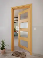 CloseUp-Milieuansicht von GARANT Wohnungseingangstür Buche Exklusiv GCK08 mit Lichtausschnitt LA-11