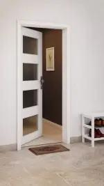 CloseUp-Milieuansicht von GARANT Wohnungseingangstür Quer Authentic Bianco GCK08 mit Lichtausschnitt LA-11