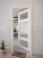 CloseUp-Milieuansicht von GARANT Wohnungseingangstür Quer Authentic Grigio GCK08 mit Lichtausschnitt LA-11