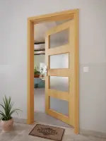 CloseUp-Milieuansicht von GARANT Wohnungseingangstür Eiche Premium CePaL mit Lichtausschnitt LA-11