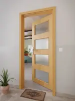 CloseUp-Milieuansicht von GARANT Wohnungseingangstür Eiche Premium GCK08 mit Lichtausschnitt LA-11