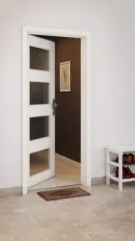 CloseUp-Milieuansicht von GARANT Wohnungseingangstür W1000ST3 Premium Weiß GHK08 mit Lichtausschnitt LA-11