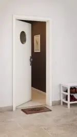 CloseUp-Milieuansicht von GARANT Wohnungseingangstür 9417-60 Snow White CePaL mit Lichtausschnitt LA-12