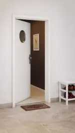 CloseUp-Milieuansicht von GARANT Wohnungseingangstür Authentic Bianco GCK08 mit Lichtausschnitt LA-12