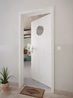 CloseUp-Milieuansicht von GARANT Wohnungseingangstür Authentic Grigio GCK08 mit Lichtausschnitt LA-12