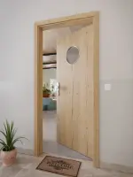 CloseUp-Milieuansicht von GARANT Wohnungseingangstür Authentic Risseiche CePaL mit Lichtausschnitt LA-12