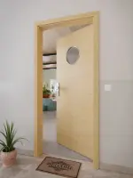 CloseUp-Milieuansicht von GARANT Wohnungseingangstür Quer Authentic Asteiche CePaL mit Lichtausschnitt LA-12