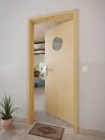 CloseUp-Milieuansicht von GARANT Wohnungseingangstür Quer Authentic Asteiche GCK08 mit Lichtausschnitt LA-12