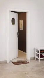 CloseUp-Milieuansicht von GARANT Wohnungseingangstür Quer Authentic Bianco CePaL mit Lichtausschnitt LA-12