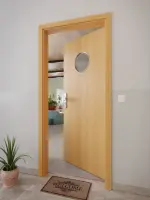 CloseUp-Milieuansicht von GARANT Wohnungseingangstür Eiche Premium CePaL mit Lichtausschnitt LA-12