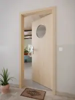 CloseUp-Milieuansicht von GARANT Wohnungseingangstür Authentic Achat CePaL mit Lichtausschnitt LA-13