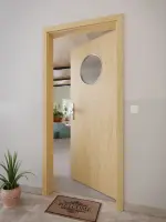 CloseUp-Milieuansicht von GARANT Wohnungseingangstür Authentic Asteiche CePaL mit Lichtausschnitt LA-13