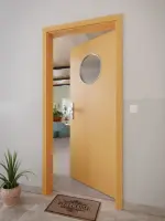 CloseUp-Milieuansicht von GARANT Wohnungseingangstür Buche Exklusiv CePaL mit Lichtausschnitt LA-13