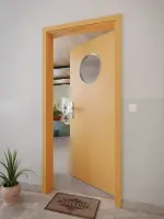 CloseUp-Milieuansicht von GARANT Wohnungseingangstür Buche Exklusiv GCK08 mit Lichtausschnitt LA-13