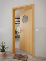 CloseUp-Milieuansicht von GARANT Wohnungseingangstür Eiche Premium GCK08 mit Lichtausschnitt LA-13