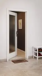 CloseUp-Milieuansicht von GARANT Wohnungseingangstür Authentic Bianco GCK08 mit Lichtausschnitt LA-2