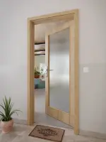 CloseUp-Milieuansicht von GARANT Wohnungseingangstür Authentic Risseiche GCK08 mit Lichtausschnitt LA-3