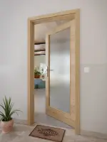 CloseUp-Milieuansicht von GARANT Wohnungseingangstür Quer Authentic Risseiche GCK08 mit Lichtausschnitt LA-3