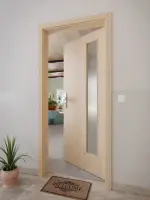 CloseUp-Milieuansicht von GARANT Wohnungseingangstür Authentic Achat CePaL mit Lichtausschnitt LA-4 bandseitig