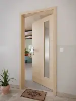 CloseUp-Milieuansicht von GARANT Wohnungseingangstür Quer Authentic Achat GCK08 mit Lichtausschnitt LA-4 bandseitig