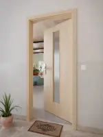 CloseUp-Milieuansicht von GARANT Wohnungseingangstür Authentic Achat CePaL mit Lichtausschnitt LA-4 mittig