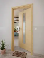 CloseUp-Milieuansicht von GARANT Wohnungseingangstür Quer Authentic Asteiche CePaL mit Lichtausschnitt LA-4 mittig