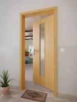 CloseUp-Milieuansicht von GARANT Wohnungseingangstür Eiche Premium GCK08 mit Lichtausschnitt LA-4 mittig