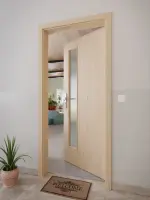 CloseUp-Milieuansicht von GARANT Wohnungseingangstür Authentic Achat CePaL mit Lichtausschnitt LA-4 schlossseitig