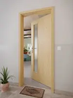 CloseUp-Milieuansicht von GARANT Wohnungseingangstür Authentic Asteiche GCK08 mit Lichtausschnitt LA-4 schlossseitig