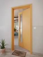 CloseUp-Milieuansicht von GARANT Wohnungseingangstür Buche Exklusiv GCK08 mit Lichtausschnitt LA-4 schlossseitig