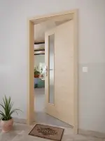 CloseUp-Milieuansicht von GARANT Wohnungseingangstür Quer Authentic Achat GCK08 mit Lichtausschnitt LA-4 schlossseitig