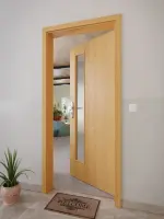 CloseUp-Milieuansicht von GARANT Wohnungseingangstür Eiche Premium GCK08 mit Lichtausschnitt LA-4 schlossseitig