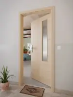 CloseUp-Milieuansicht von GARANT Wohnungseingangstür Quer Authentic Achat CePaL mit Lichtausschnitt LA-5 bandseitig