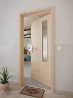 CloseUp-Milieuansicht von GARANT Wohnungseingangstür Quer Authentic Achat GCK08 mit Lichtausschnitt LA-5 bandseitig