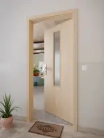 CloseUp-Milieuansicht von GARANT Wohnungseingangstür Authentic Achat CePaL mit Lichtausschnitt LA-5 mittig