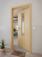 CloseUp-Milieuansicht von GARANT Wohnungseingangstür Authentic Asteiche CePaL mit Lichtausschnitt LA-5 mittig