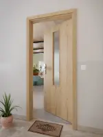 CloseUp-Milieuansicht von GARANT Wohnungseingangstür Authentic Risseiche CePaL mit Lichtausschnitt LA-5 mittig