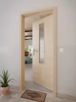 CloseUp-Milieuansicht von GARANT Wohnungseingangstür Quer Authentic Achat GCK08 mit Lichtausschnitt LA-5 mittig