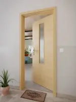 CloseUp-Milieuansicht von GARANT Wohnungseingangstür Quer Authentic Asteiche GCK08 mit Lichtausschnitt LA-5 mittig