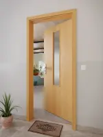 CloseUp-Milieuansicht von GARANT Wohnungseingangstür Eiche Premium GCK08 mit Lichtausschnitt LA-5 mittig