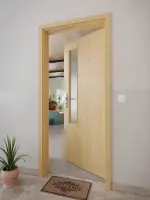 CloseUp-Milieuansicht von GARANT Wohnungseingangstür Authentic Asteiche GCK08 mit Lichtausschnitt LA-5 schlossseitig