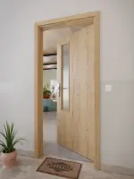 CloseUp-Milieuansicht von GARANT Wohnungseingangstür Authentic Risseiche CePaL mit Lichtausschnitt LA-5 schlossseitig