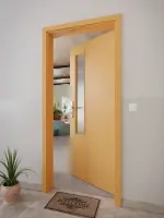 CloseUp-Milieuansicht von GARANT Wohnungseingangstür Buche Exklusiv GCK08 mit Lichtausschnitt LA-5 schlossseitig